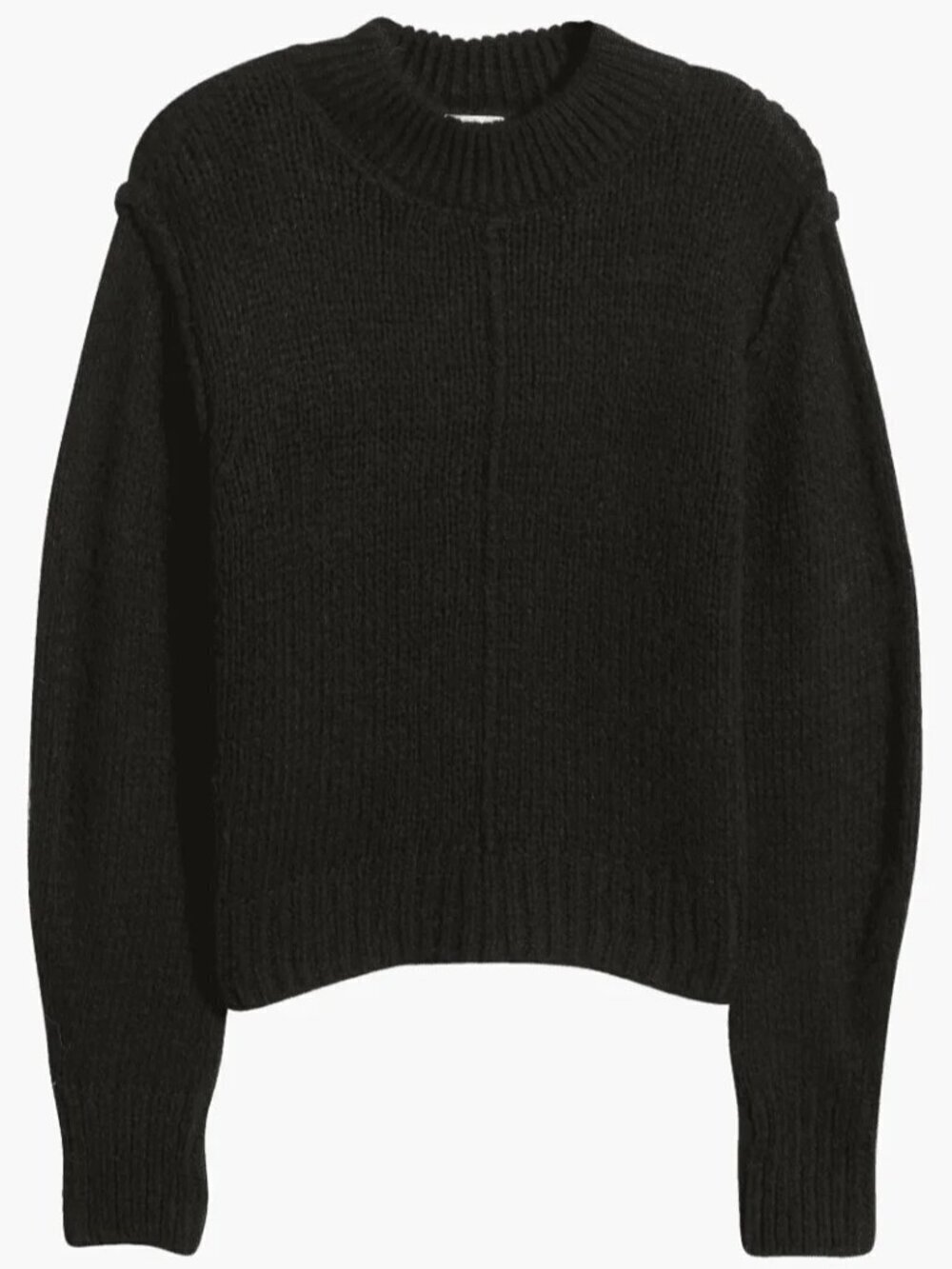Topshop Black Fluffy Knit Exposed Seam Mock Neck Sweater